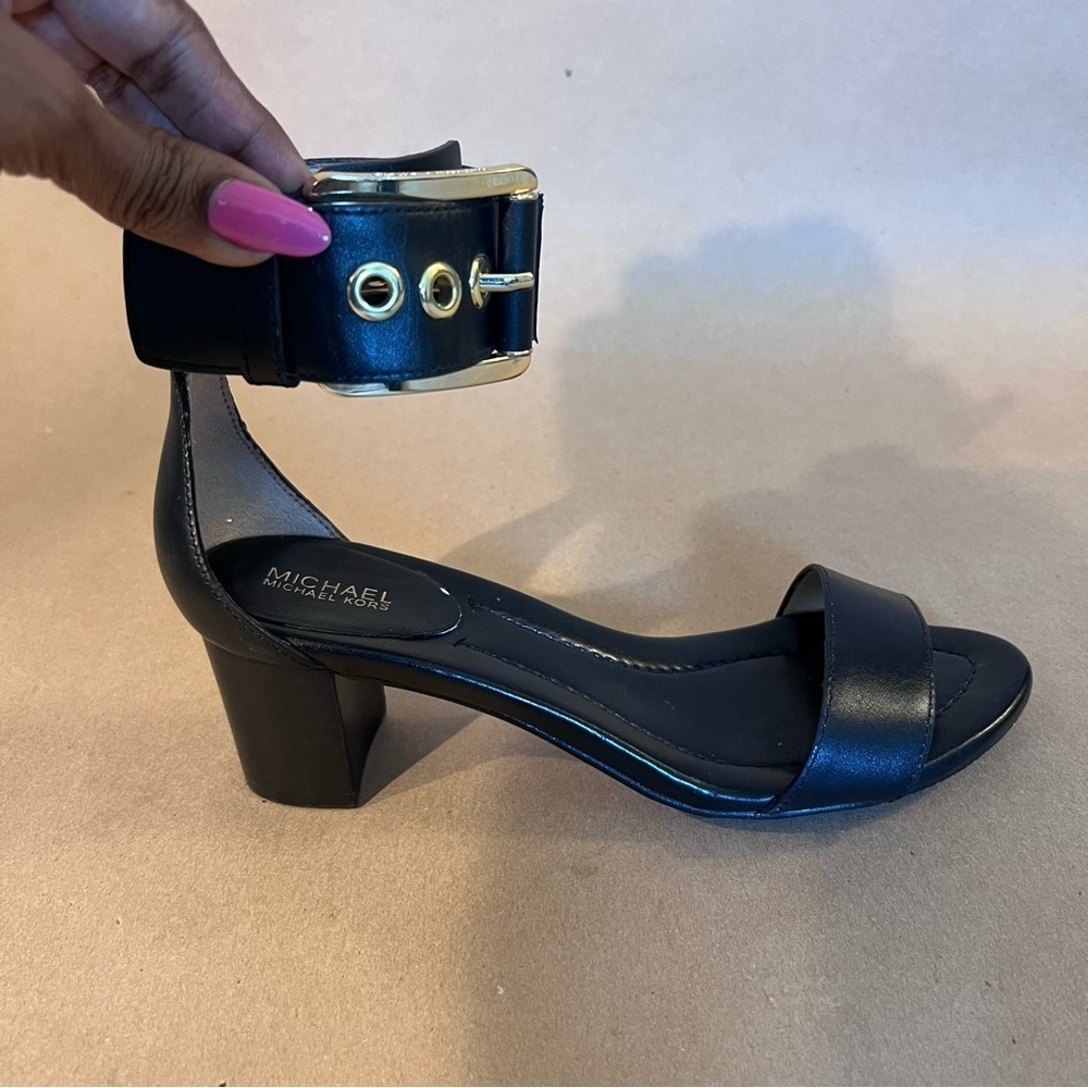 Michael Kors Calder Ankle Strap Black Leather Strappy Sandals Women’s US 7 M